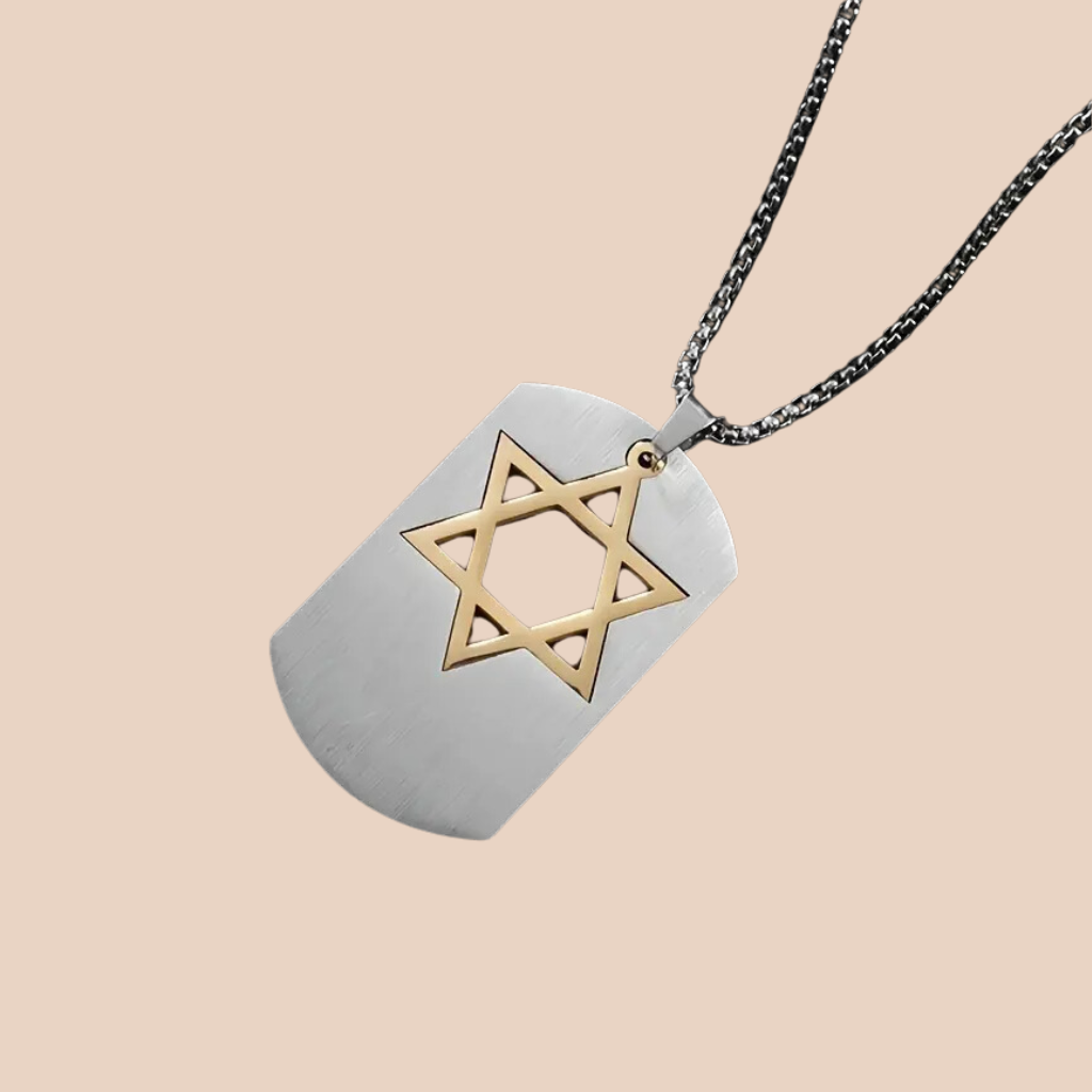 Mens Magen David Dog Tag - Gold