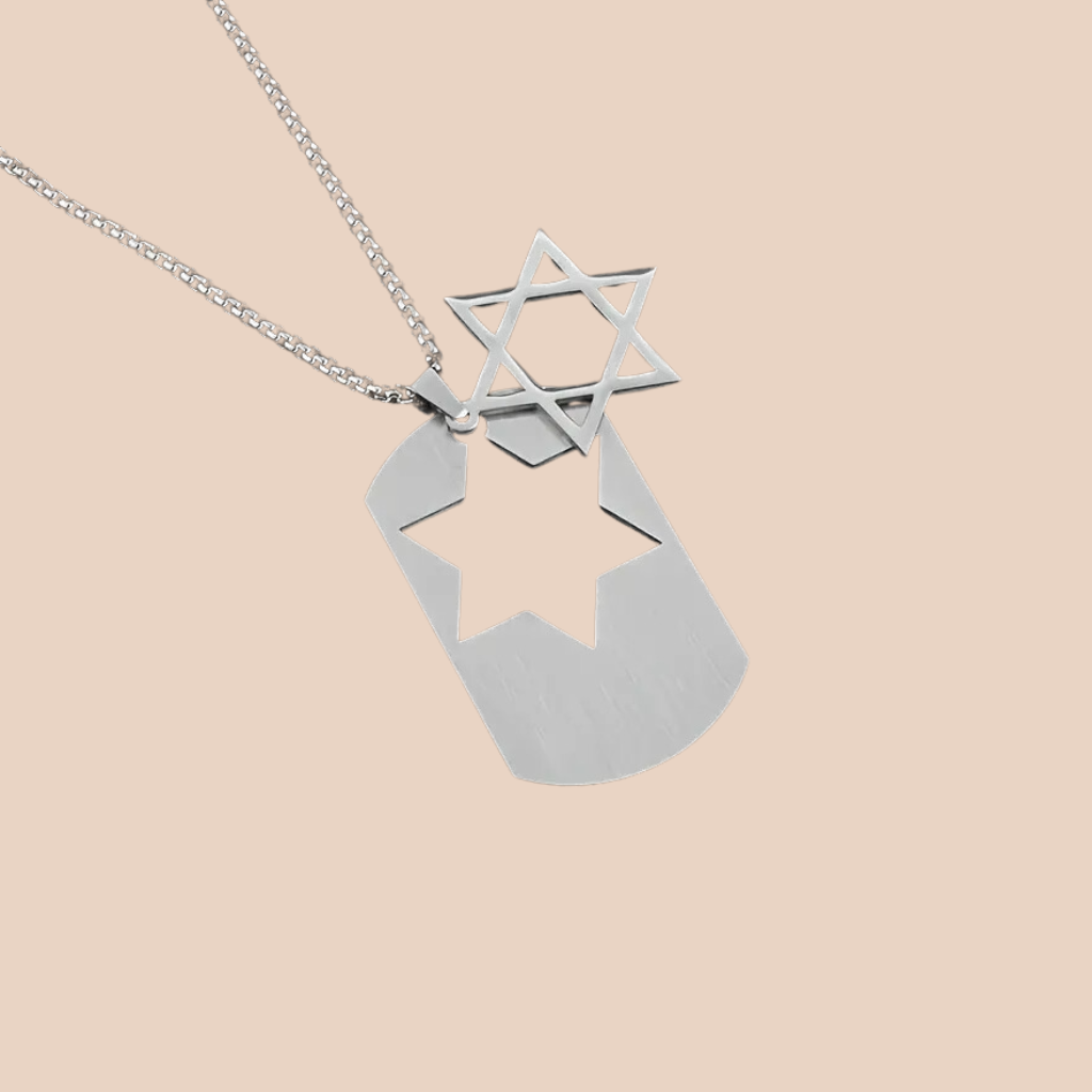 Mens Magen David Dog Tag - Silver