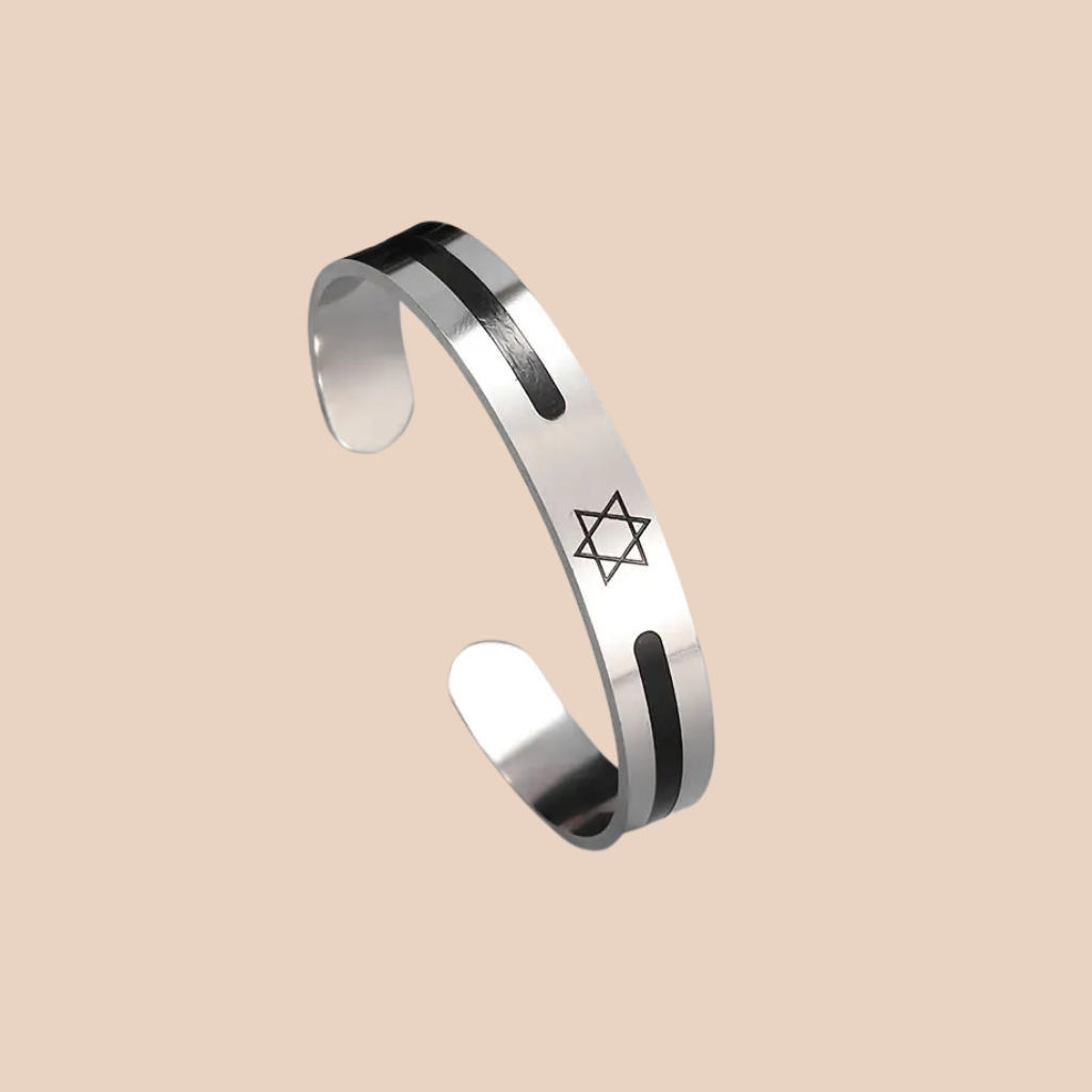 Mens Magen David Cuff - Silver