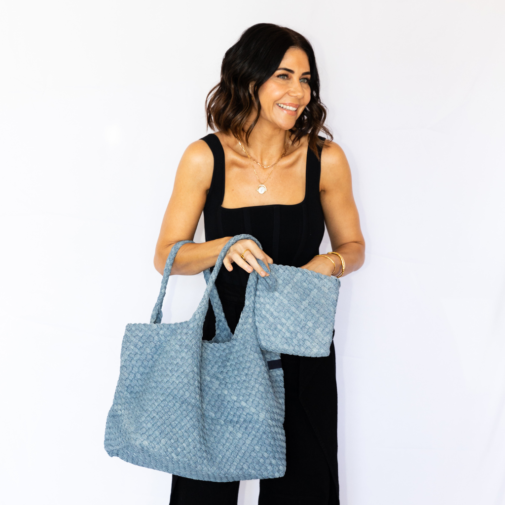 Leigh Woven Neoprene X-Large Tote - Light Denim