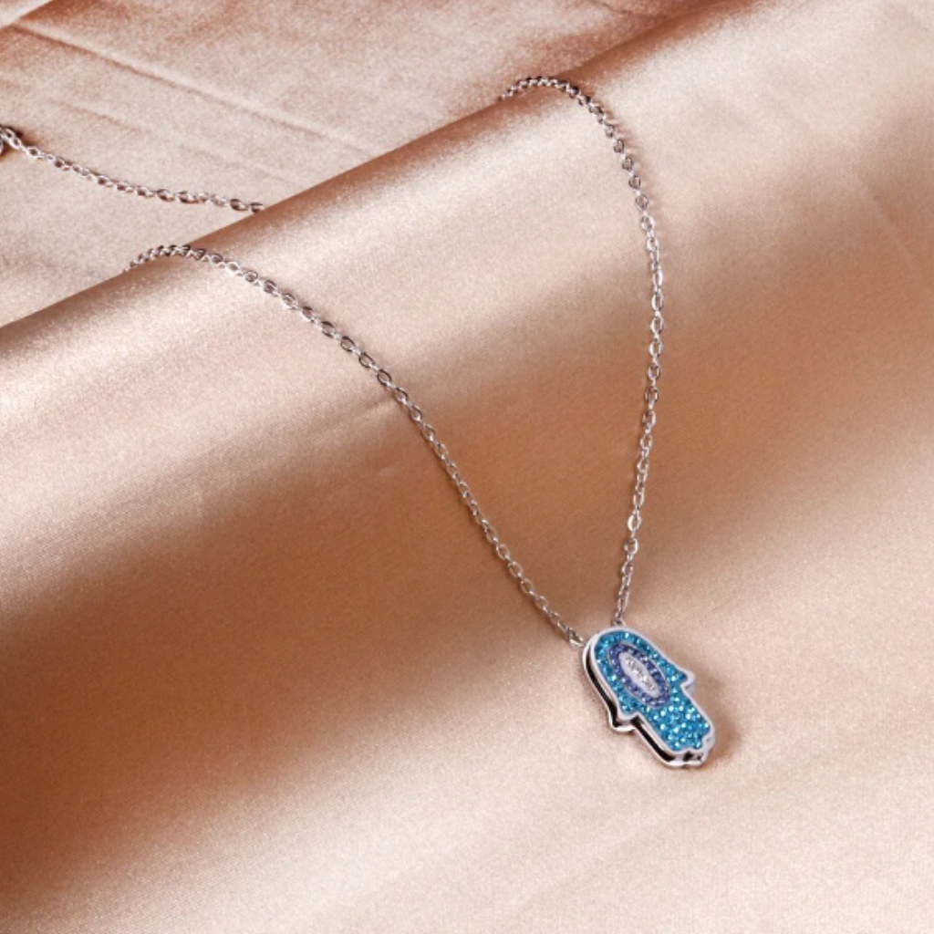 Colored Sterling Silver Hamsa Pendant Necklace with Jerusalem Design,  Jewish & Israeli Jewelry | Judaica Web Store