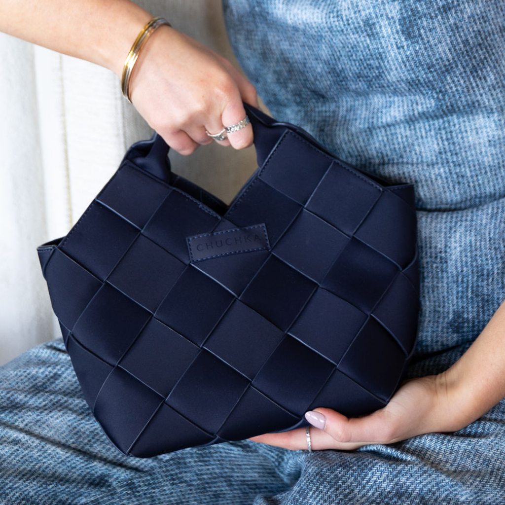 Woven Neoprene Bella Tote - Navy