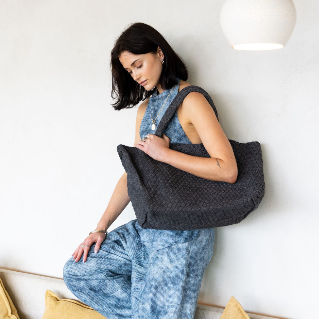 Woven Neoprene X-Large Tote - Black Denim