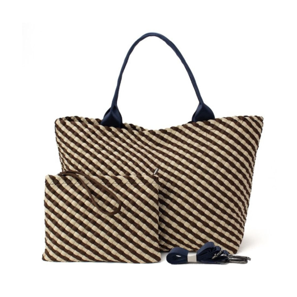 Woven Neoprene XLarge Tote - Beige/Brown