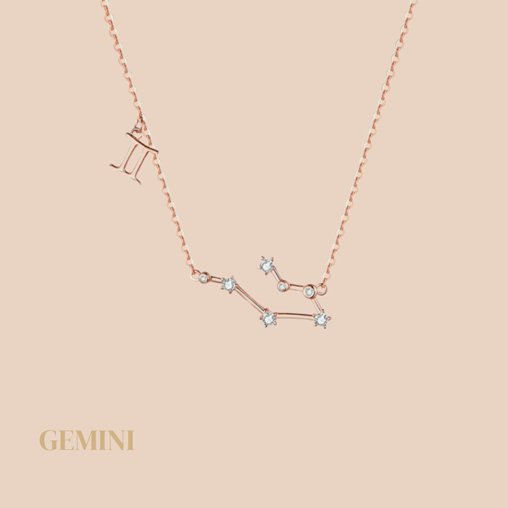 Rose gold gemini on sale necklace